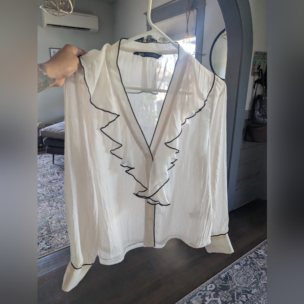 Zara Cream Sheer Blouse